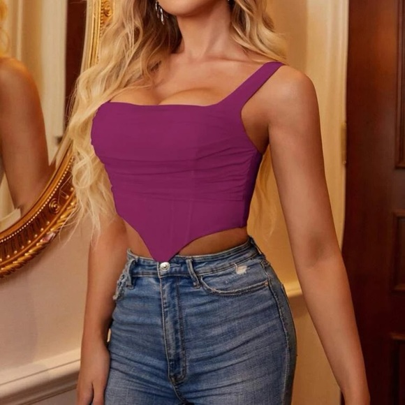 Boho zip up back mesh corset bustier sexy crop top - Picture 11 of 15